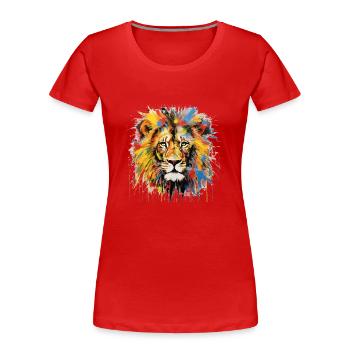 Grafitti Lion - Women's Premium Organic T-Shirt - red - Front - Mia (176cm)