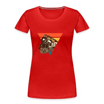 Oldtimer-Lokomotive - Geschenkidee - Frauen Premium Bio T-Shirt - Rot - Vorne - Mia (176cm)