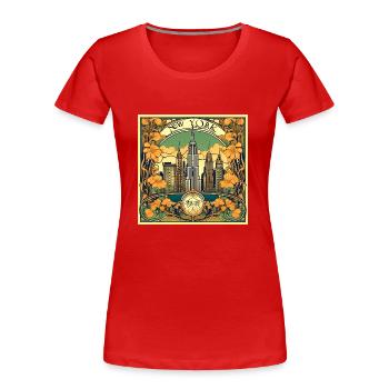 New York Jugendstil Vintage - Frauen Premium Bio T-Shirt - Rot - Vorne - Mia (176cm)