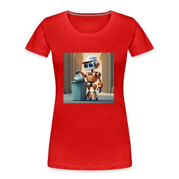 mignon petit robot vintage futuriste orange - T-shirt bio Premium Femme - rouge - Devant - Mia (176cm)