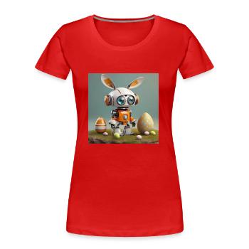 mignon petit robot vintage futuriste orange - T-shirt bio Premium Femme - rouge - Devant - Mia (176cm)