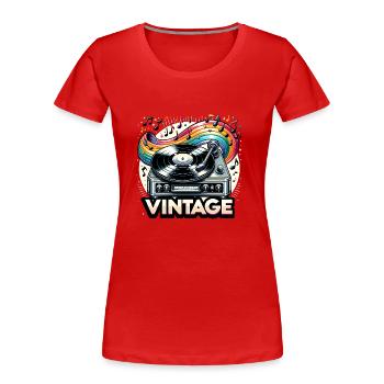Vintage Record Player - Women's Premium Organic T-Shirt - red - Front - Mia (176cm)