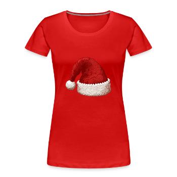 Detaillierte rote Weihnachtsmütze - Festliches Weihnachtsdesign - Frauen Premium Bio T-Shirt - Rot - Vorne - Mia (176cm)