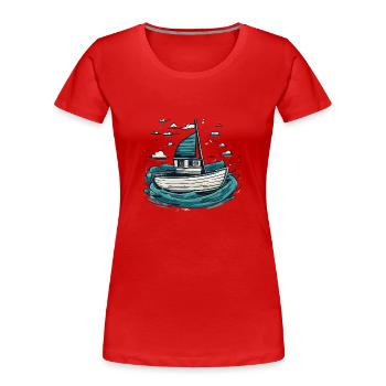 Bateau de pêche en haute mer - T-shirt bio Premium Femme - rouge - Devant - Mia (176cm)