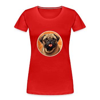 Tête de carlin fidèle - T-shirt bio Premium Femme - rouge - Devant - Mia (176cm)