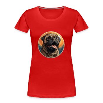 Tête de carlin fidèle - T-shirt bio Premium Femme - rouge - Devant - Mia (176cm)