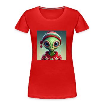 mignon petit vert rétro vintage alien tous les jours - T-shirt bio Premium Femme - rouge - Devant - Mia (176cm)