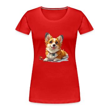 Niedlicher kleiner Hund - Frauen Premium Bio T-Shirt - Rot - Vorne - Mia (176cm)