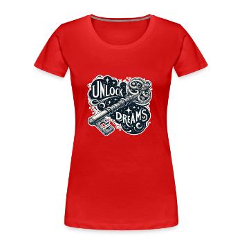 Déverrouiller les rêves - Illustration clé - T-shirt bio Premium Femme - rouge - Devant - Mia (176cm)