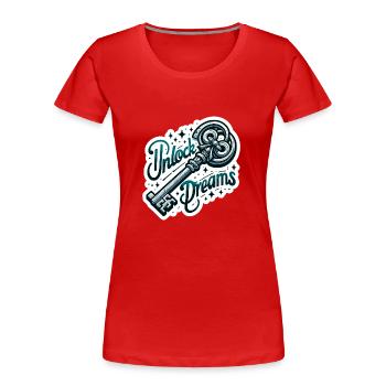 Déverrouiller les rêves - Illustration clé - T-shirt bio Premium Femme - rouge - Devant - Mia (176cm)