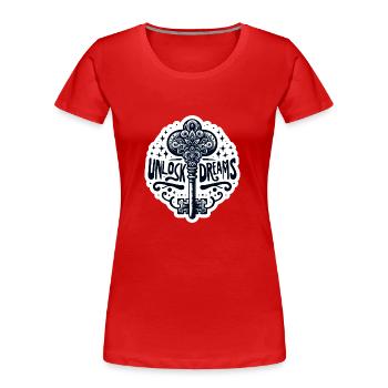 Déverrouiller les rêves - Illustration clé - T-shirt bio Premium Femme - rouge - Devant - Mia (176cm)