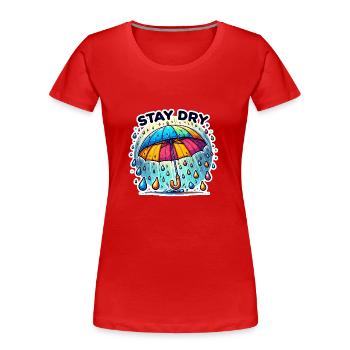 Stay Dry - Regenschirm Illustration - Frauen Premium Bio T-Shirt - Rot - Vorne - Mia (176cm)