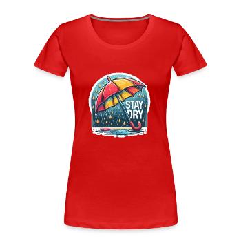 Stay Dry - Regenschirm Illustration - Frauen Premium Bio T-Shirt - Rot - Vorne - Mia (176cm)