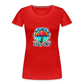 Stay Dry - Regenschirm Illustration - Frauen Premium Bio T-Shirt - Rot - Vorne - Mia (176cm)