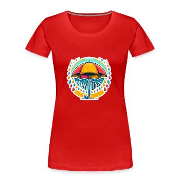 Stay Dry - Regenschirm Illustration - Frauen Premium Bio T-Shirt - Rot - Vorne - Mia (176cm)