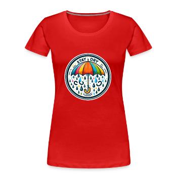 Stay Dry - Regenschirm Illustration - Frauen Premium Bio T-Shirt - Rot - Vorne - Mia (176cm)