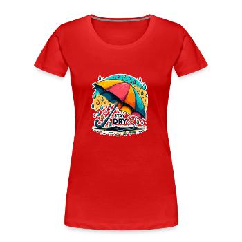 Stay Dry - Regenschirm Illustration - Frauen Premium Bio T-Shirt - Rot - Vorne - Mia (176cm)