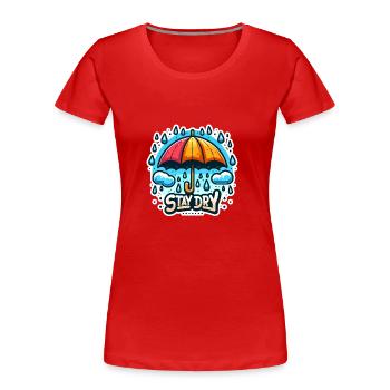 Stay Dry - Regenschirm Illustration - Frauen Premium Bio T-Shirt - Rot - Vorne - Mia (176cm)