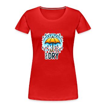 Stay Dry - Regenschirm Illustration - Frauen Premium Bio T-Shirt - Rot - Vorne - Mia (176cm)
