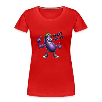 Crazy Veggies: Eggplant Body Builder Calisthenics - Women's Premium Organic T-Shirt - red - Front - Mia (176cm)