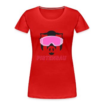 Après Ski Pistensau - Frauen Premium Bio T-Shirt - Rot - Vorne - Mia (176cm)