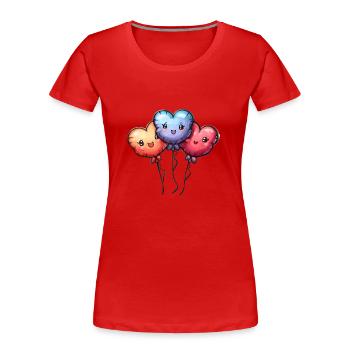 Ballon Herzen auch für Kinder und Geburtstage - Frauen Premium Bio T-Shirt - Rot - Vorne - Mia (176cm)