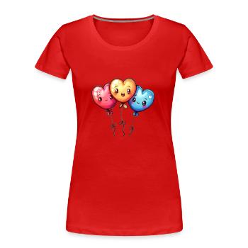 Ballon Herzen auch für Kinder und Geburtstage - Frauen Premium Bio T-Shirt - Rot - Vorne - Mia (176cm)