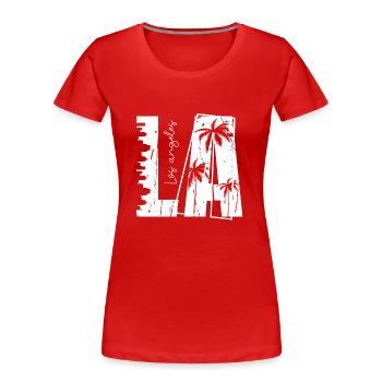 Los Angeles, États-Unis, États-Unis, Californie, Patriot Travel - T-shirt bio Premium Femme - rouge - Devant - Mia (176cm)
