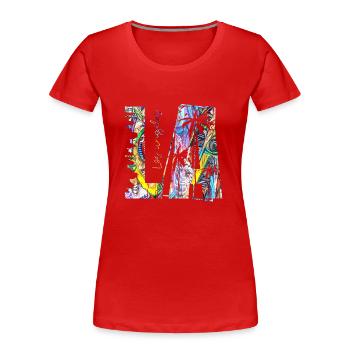 Los Angeles, États-Unis, États-Unis, Californie, Patriot Travel - T-shirt bio Premium Femme - rouge - Devant - Mia (176cm)