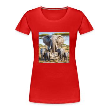 Elefanten Familie - Frauen Premium Bio T-Shirt - Rot - Vorne - Mia (176cm)