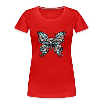 Gloomy butterfly with skull - Women's Premium Organic T-Shirt - red - Front - Mia (176cm)