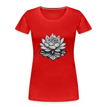 Coloriage Fleur de Lotus noir et blanc - T-shirt bio Premium Femme - rouge - Devant - Mia (176cm)