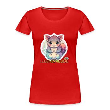 Werte mit Tieren: Lebensfreude - Frauen Premium Bio T-Shirt - Rot - Vorne - Mia (176cm)