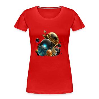 Planeten als Murmeln - Frauen Premium Bio T-Shirt - Rot - Vorne - Mia (176cm)