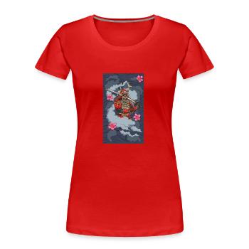 Samouraï en fumée - T-shirt bio Premium Femme - rouge - Devant - Mia (176cm)