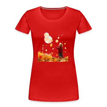 Seifenblasen Faszination - Frauen Premium Bio T-Shirt - Rot - Vorne - Mia (176cm)