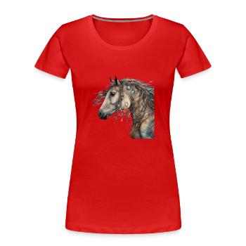 Horse Shamanic Power Animal - Women's Premium Organic T-Shirt - red - Front - Mia (176cm)