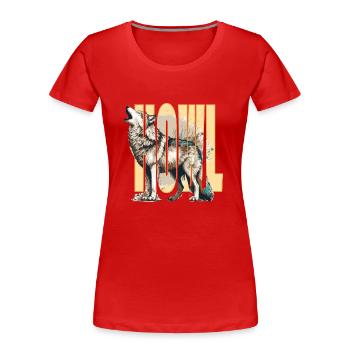Heulender Wolf - Frauen Premium Bio T-Shirt - Rot - Vorne - Mia (176cm)