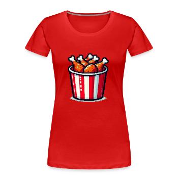 Pixel Art - Bucket of fried chicken - Women's Premium Organic T-Shirt - red - Front - Mia (176cm)