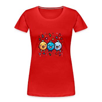 Fasnachtsfreude mit Konfetti - Frauen Premium Bio T-Shirt - Rot - Vorne - Mia (176cm)