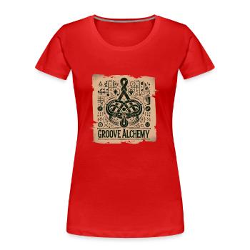 Groove Alchemy - Typografie zum Thema Musik - Frauen Premium Bio T-Shirt - Rot - Vorne - Mia (176cm)