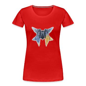 geflügelte Dreizack der Ukraine mit der Flagge - Frauen Premium Bio T-Shirt - Rot - Vorne - Mia (176cm)