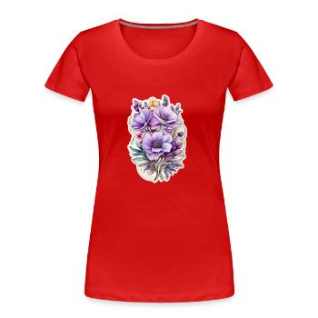 Blaue Wildblume - Frauen Premium Bio T-Shirt - Rot - Vorne - Mia (176cm)