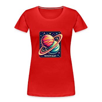 Night Sky Embrace - Women's Premium Organic T-Shirt - red - Front - Mia (176cm)