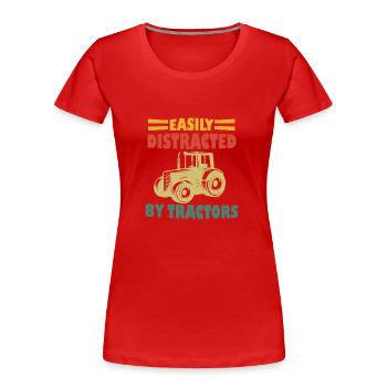 Leicht von Traktoren abgelenkt - Frauen Premium Bio T-Shirt - Rot - Vorne - Mia (176cm)