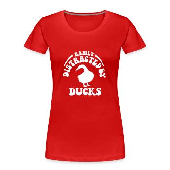 Leicht von Enten abgelenkt - Frauen Premium Bio T-Shirt - Rot - Vorne - Mia (176cm)