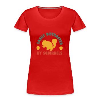 Leicht von Eichhörnchen abgelenkt - Frauen Premium Bio T-Shirt - Rot - Vorne - Mia (176cm)