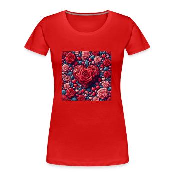 Joyeuse Saint-Valentin - T-shirt bio Premium Femme - rouge - Devant - Mia (176cm)