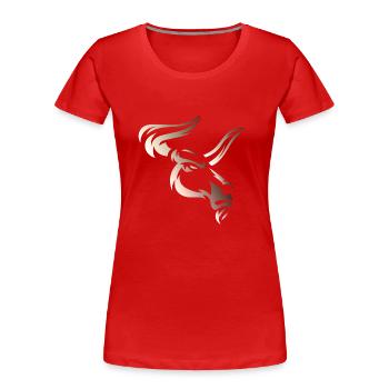 Stier Stierkopf Kopf Logo Steak Beast Gym Horn - Frauen Premium Bio T-Shirt - Rot - Vorne - Mia (176cm)