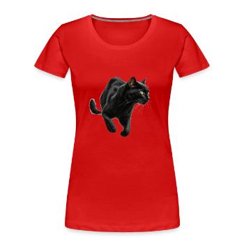 Panthère noire, chat noir, photo de chat - T-shirt bio Premium Femme - rouge - Devant - Mia (176cm)